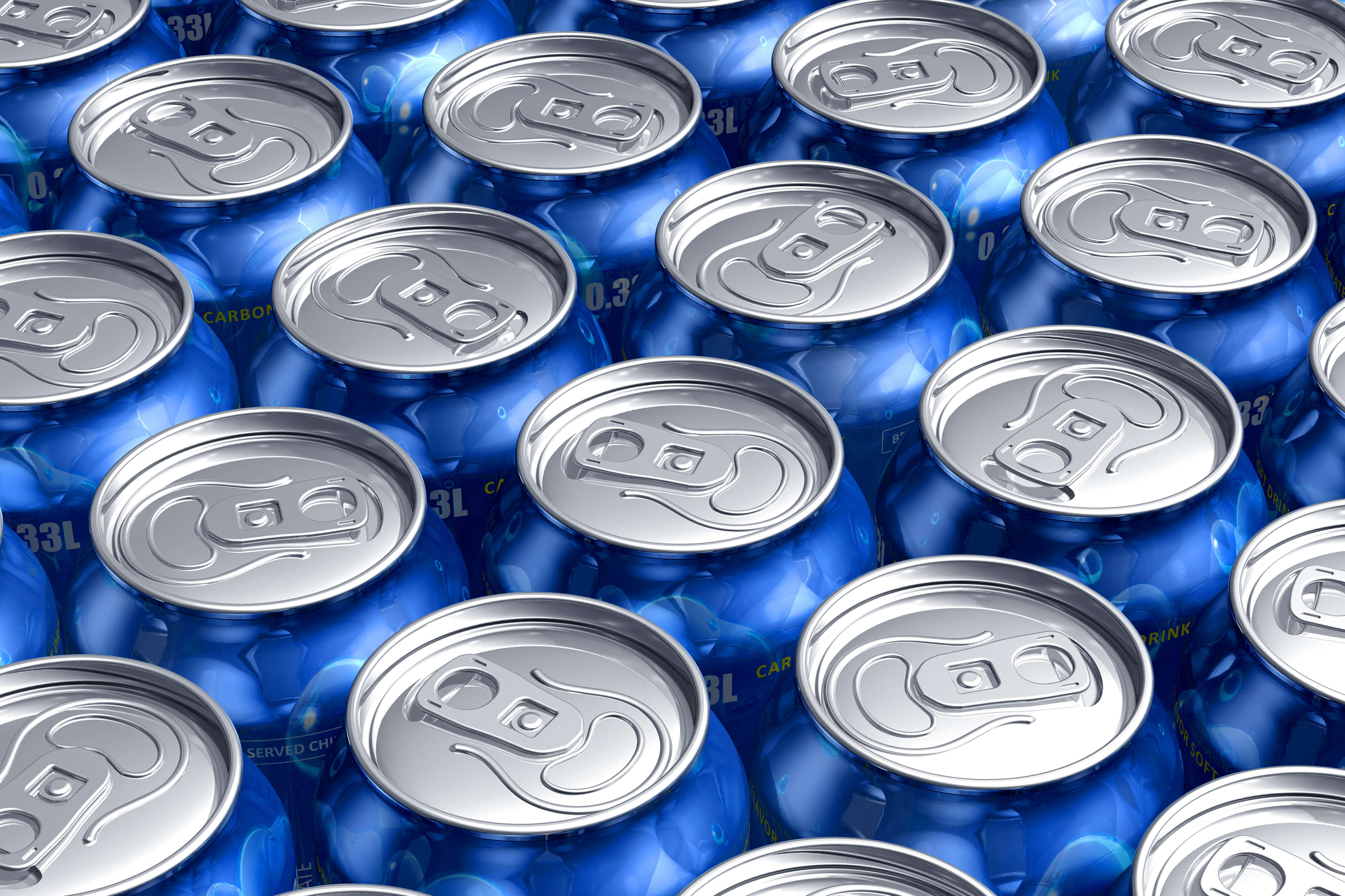 Blue beverage cans