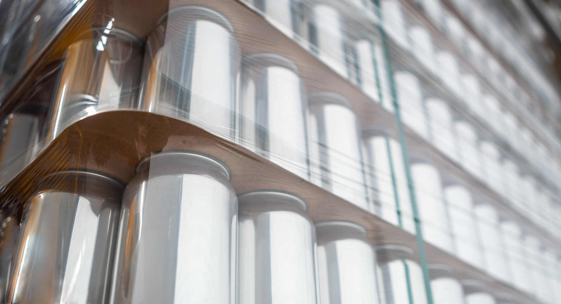 Pallet of empty silver aluminum beverage cans